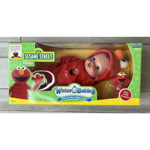 VINTAGE 2006 Sesame Street Water Baby Doll Hooded Elmo Pajama Outfit BABY BOTTLE